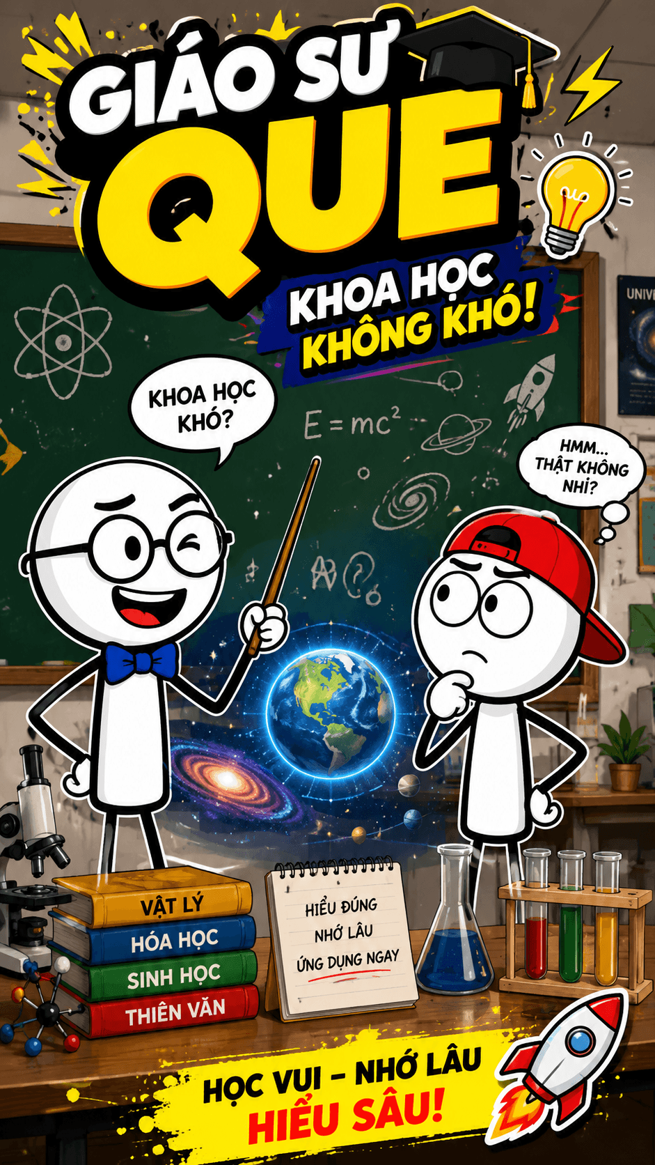 Chatbot Prompt - GIÁO SƯ QUE, Chuyên Gia Tạo Video Khoa Học Giải Thích
