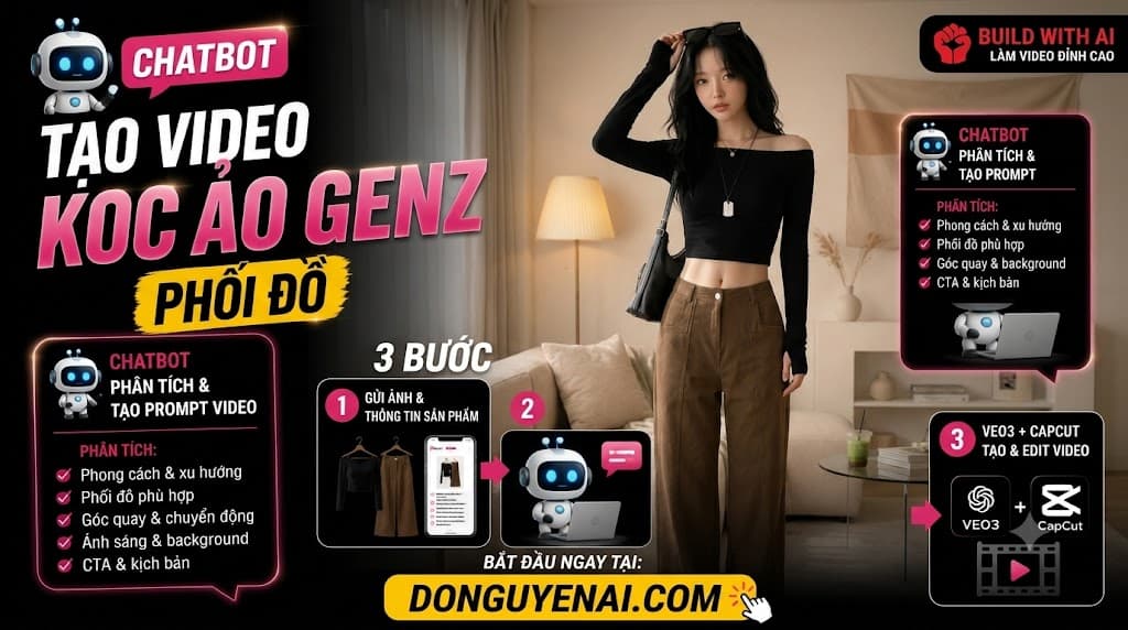 Chatbot Prompt - Tạo Video KOC Ảo GenZ Phối Đồ Cắt Cảnh Nhanh