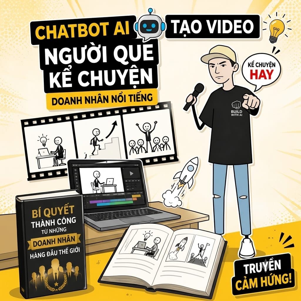 Chatbot Prompt Làm Video Người Que Kể Chuyện Doanh Nhân Nổi Tiếng - Bán Sách